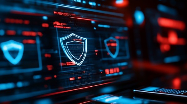 cyber security shield and data center protection representing WordPress security hardening after malware removal